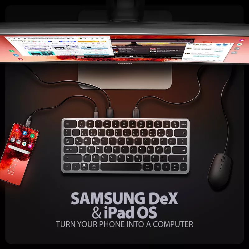 Axagon HMC-KB-GE, USB 5Gbps jaam koos klaviatuuriga, HDMI 4K/60Hz, 3x USB-A, SD/mSD, heli, PD 100, Saksa paigutus