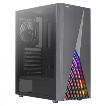 Aerocool DELTABKV1 ATX PC Case RGB Front Full Side Window 12cm Fan Must