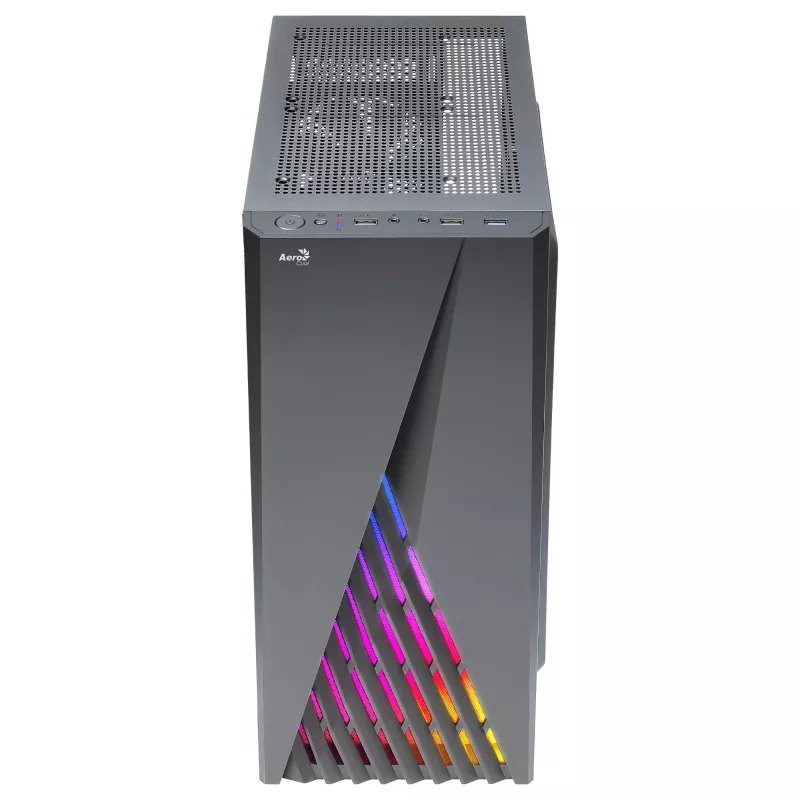 Aerocool DELTABKV1 ATX PC Case RGB Front Full Side Window 12cm Fan Must