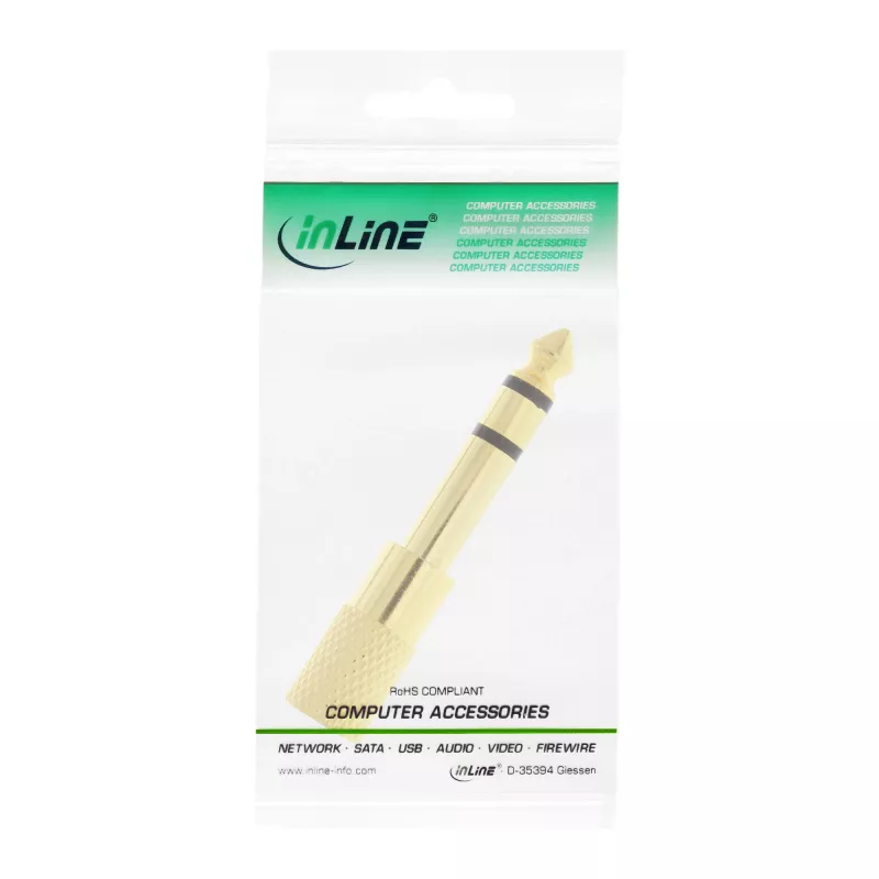 InLine heli adapter 6,3 mm isane / 3,5 mm emane stereo kullatud metall