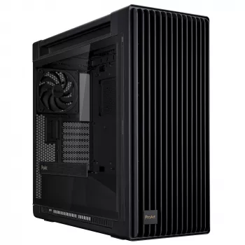 PC-korpus ASUS ProArt PA602 Midi Torn Must — ATX/EATX tugi, karastatud klaas, 2x200 mm esiventilaatorid, 360 mm ülemine radiaator, GPU kuni 450 mm