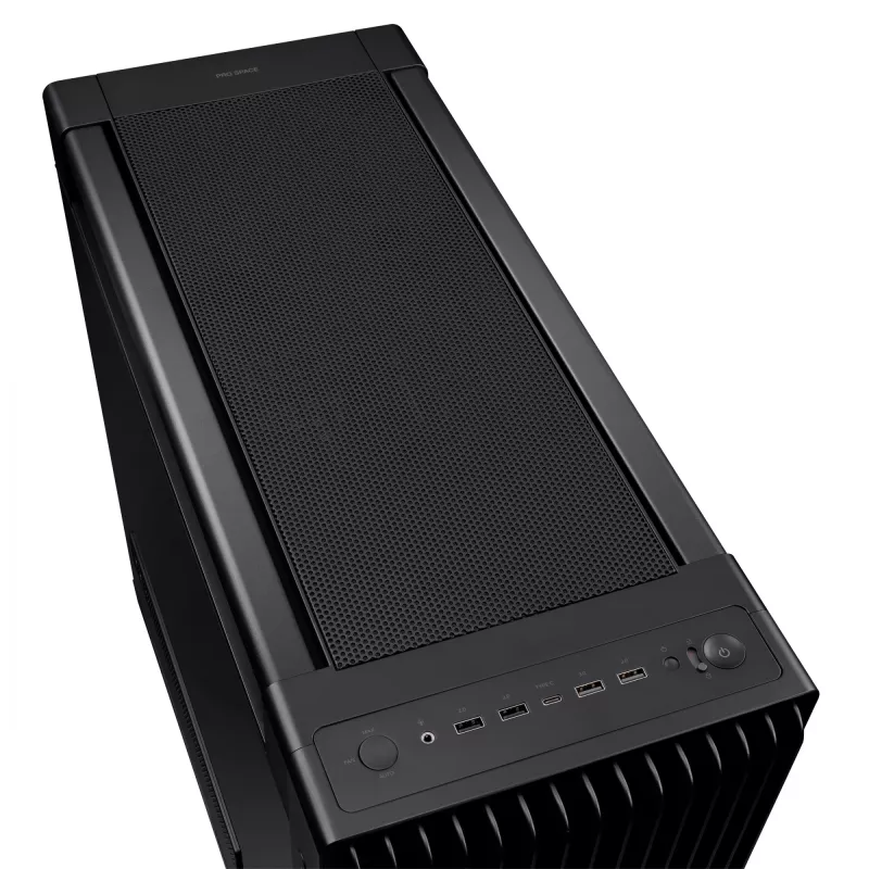 PC-korpus ASUS ProArt PA602 Midi Torn Must — ATX/EATX tugi, karastatud klaas, 2x200 mm esiventilaatorid, 360 mm ülemine radiaator, GPU kuni 450 mm
