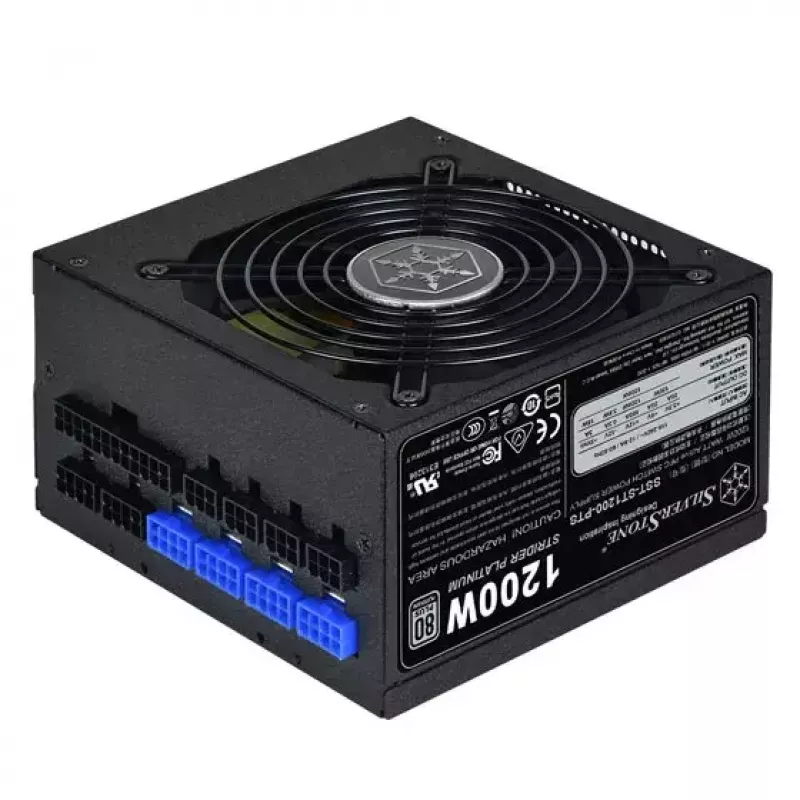 Toiteplokk SILVERSTONE ST1200-PTS 1200 W 80 PLUS Platinum, 20+4 pin ATX, 120 mm ventilaator, Must
