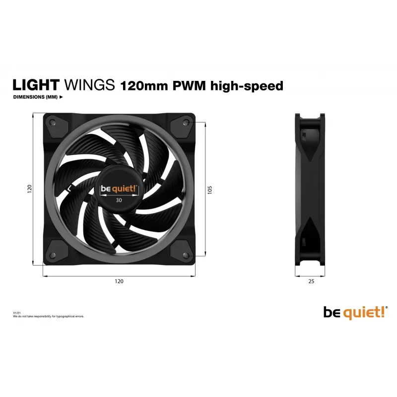be quiet! Light Wings 120mm ARGB PWM High Speed ventilaator must