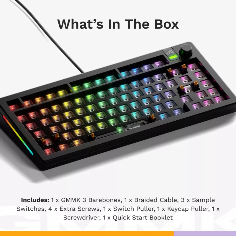 Mehaaniline klaviatuur GLORIOUS GMMK 3 75% Barebones juhtmega USB RGB must