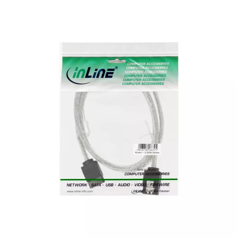 InLine SATA 6Gb/s ümar kaabel riividega 0,5m