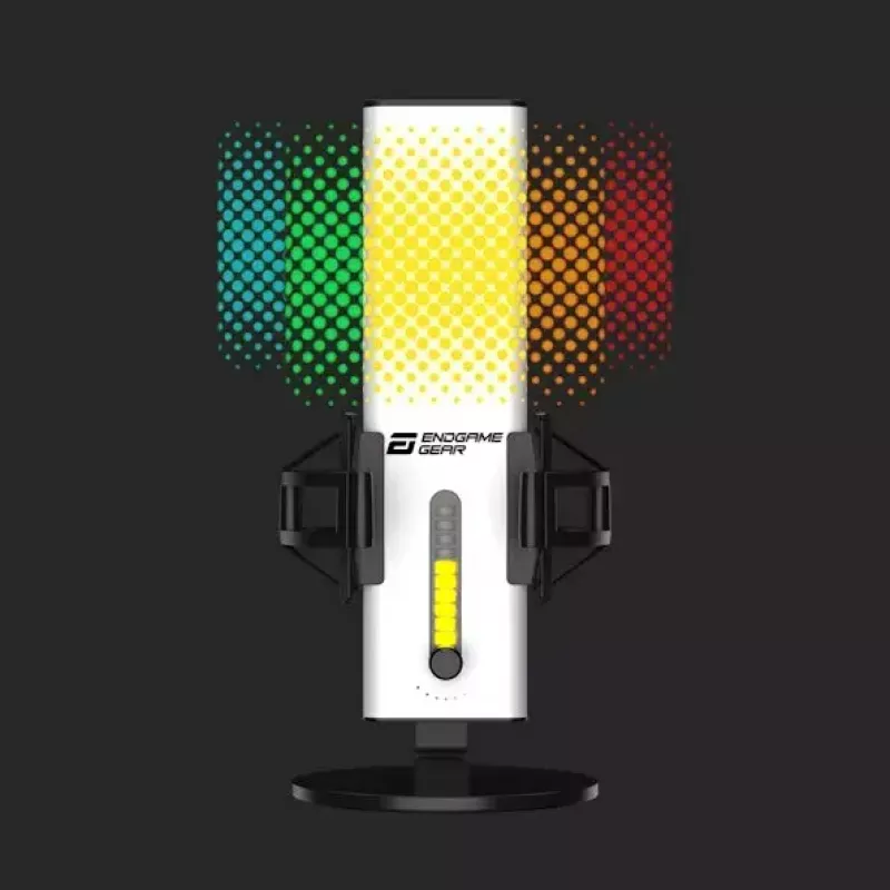 Arvuti mikrofon Endgame Gear XSTRM — juhtmega USB, tundlikkus -36 dB, 20–20000 Hz, puutetundlikud juhtnupud, 2 m kaabel, must/valge