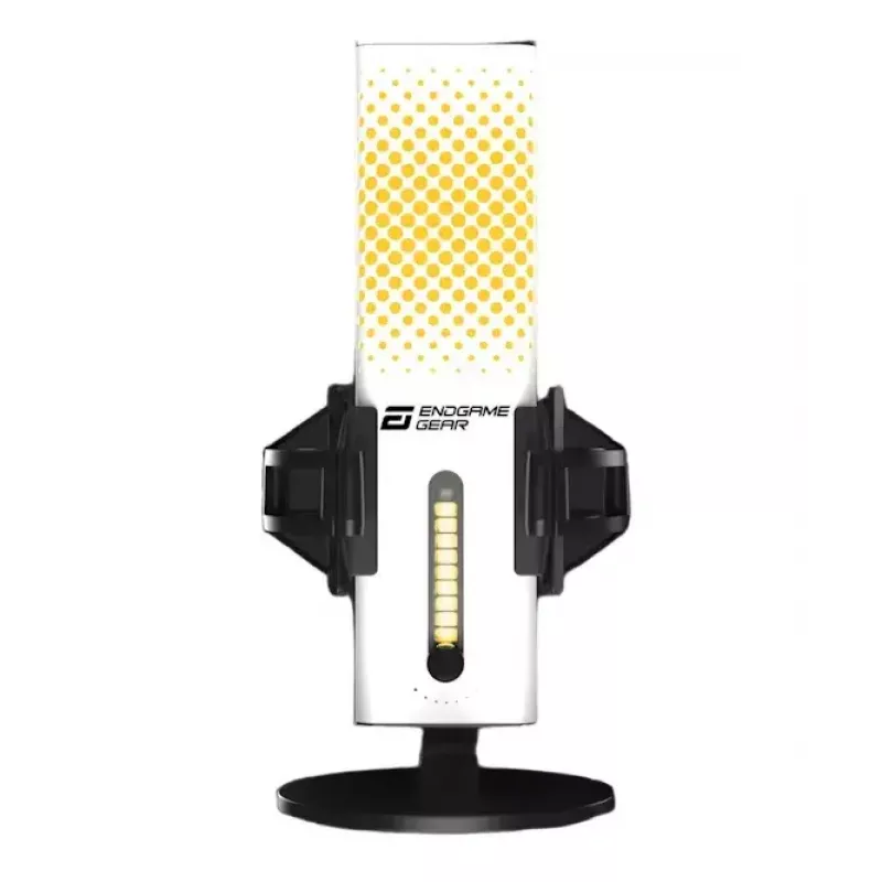 Arvuti mikrofon Endgame Gear XSTRM — juhtmega USB, tundlikkus -36 dB, 20–20000 Hz, puutetundlikud juhtnupud, 2 m kaabel, must/valge