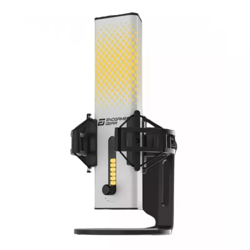 Arvuti mikrofon Endgame Gear XSTRM — juhtmega USB, tundlikkus -36 dB, 20–20000 Hz, puutetundlikud juhtnupud, 2 m kaabel, must/valge