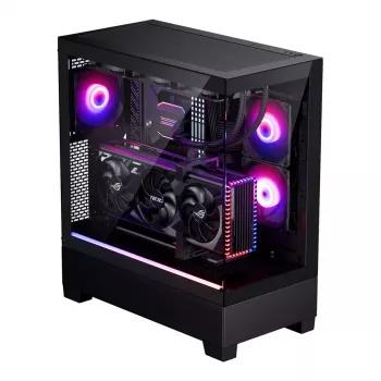 PC korpus Phanteks XT View Tower Must — Midi-Tower, karastatud klaas, RGB, toetab ATX/EATX/Micro-ATX/Mini-ITX, GPU kuni 41,5 cm, CPU jahuti 184 mm