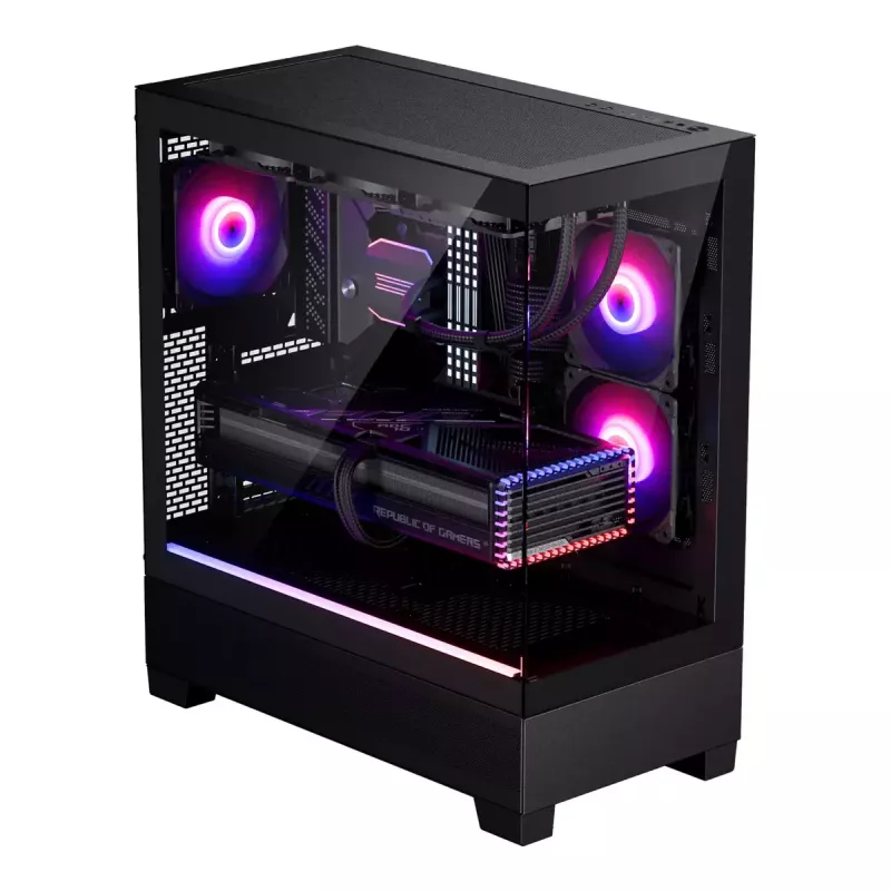 PC korpus Phanteks XT View Tower Must — Midi-Tower, karastatud klaas, RGB, toetab ATX/EATX/Micro-ATX/Mini-ITX, GPU kuni 41,5 cm, CPU jahuti 184 mm