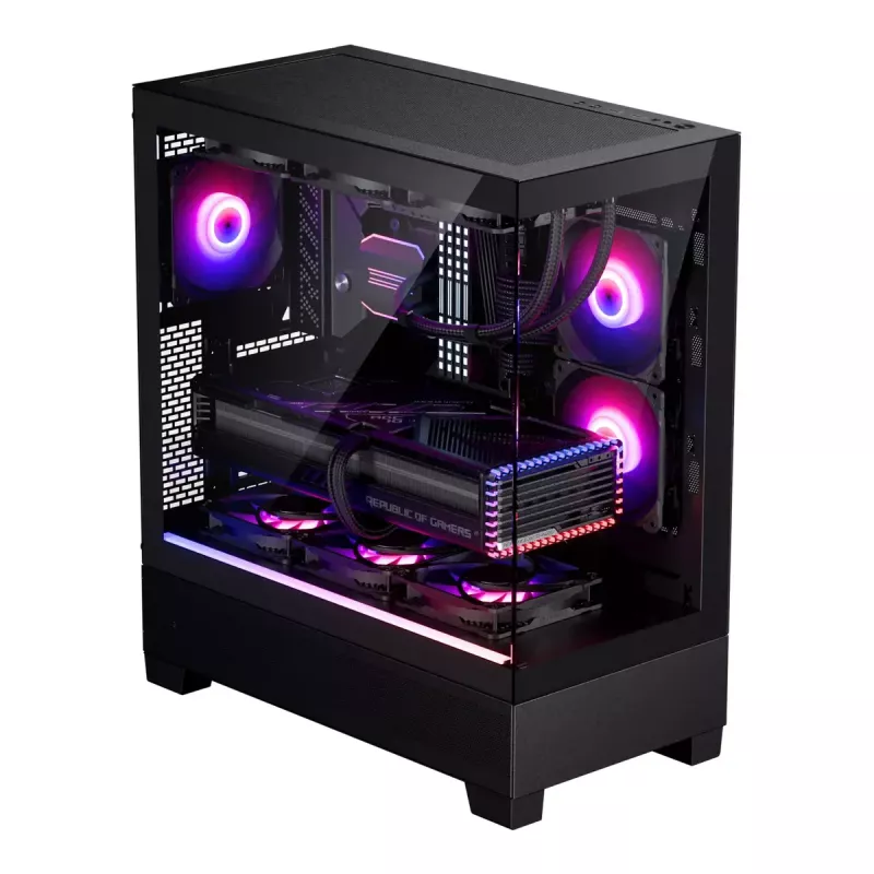 PC korpus Phanteks XT View Tower Must — Midi-Tower, karastatud klaas, RGB, toetab ATX/EATX/Micro-ATX/Mini-ITX, GPU kuni 41,5 cm, CPU jahuti 184 mm