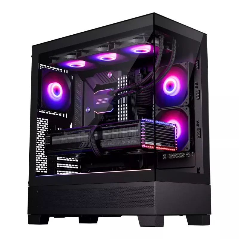 PC korpus Phanteks XT View Tower Must — Midi-Tower, karastatud klaas, RGB, toetab ATX/EATX/Micro-ATX/Mini-ITX, GPU kuni 41,5 cm, CPU jahuti 184 mm