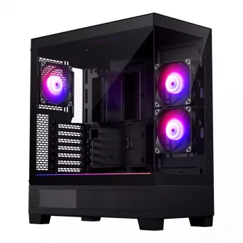 PC korpus Phanteks XT View Tower Must — Midi-Tower, karastatud klaas, RGB, toetab ATX/EATX/Micro-ATX/Mini-ITX, GPU kuni 41,5 cm, CPU jahuti 184 mm