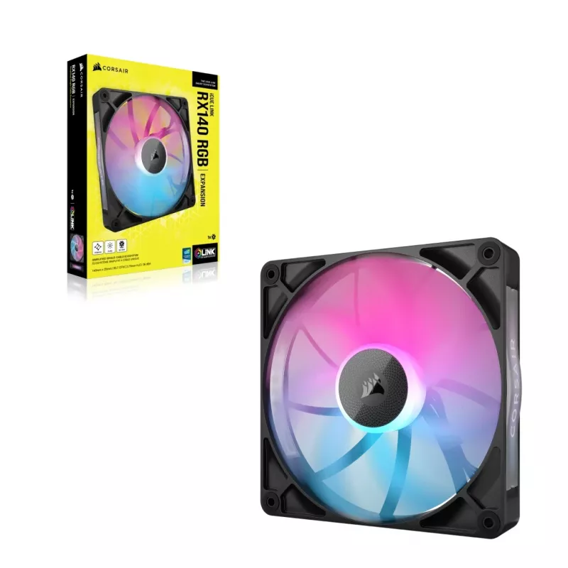 Ventilaator Corsair iCUE LINK RX140 RGB 14 cm Must 300-1700 RPM Magnetlaager