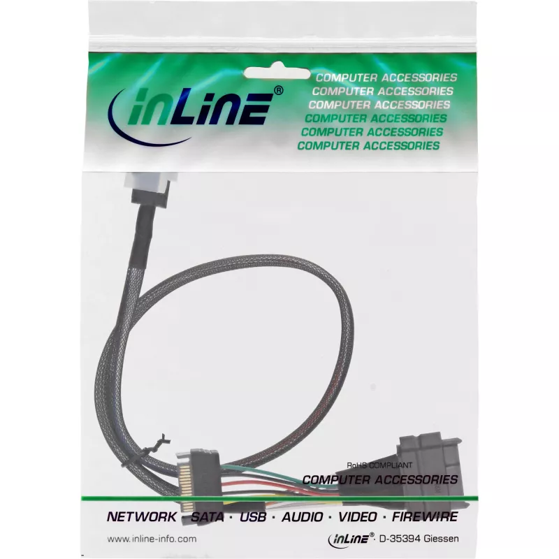 InLine U.2 ühenduskaabel, SSD U.2 (SFF-8639) liidesega SFF-8643 + toide, 0,5 m