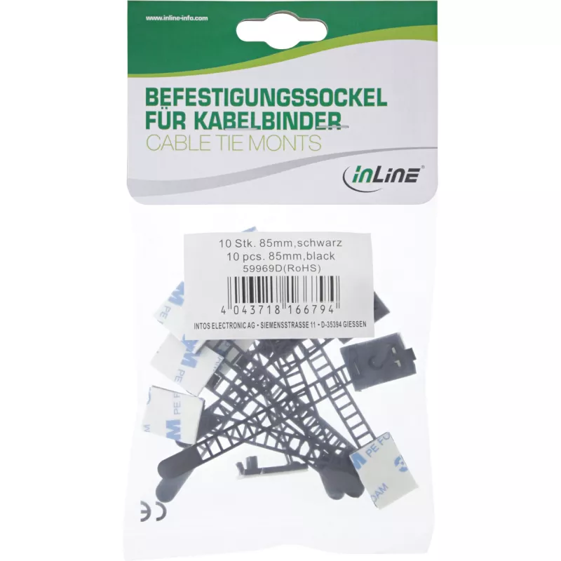 Reguleeritav kaabliklamber InLine 59969F 94mm Must 10tk