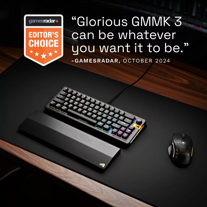 Glorious Gaming GMMK 3 HE 65% Prebuilt Wired Must - US, juhtmega, USB, mehaaniline, QWERTY, RGB LED, Must