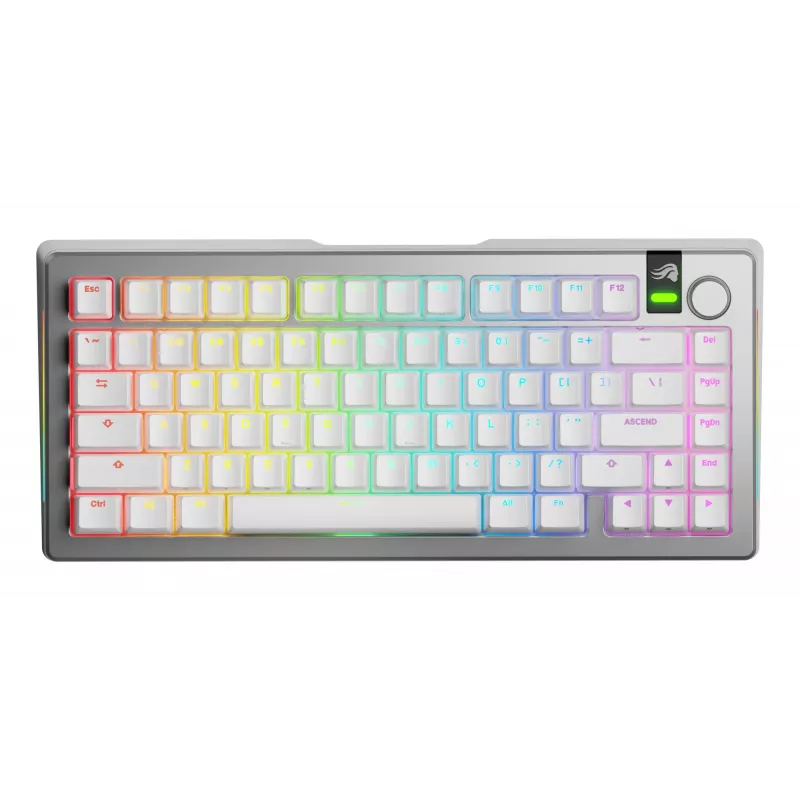 Mehaaniline klaviatuur GLORIOUS GMMK 3 PRO 75% eelmonteeritud juhtmevaba, USB + RF + Bluetooth, QWERTY, hõbedane