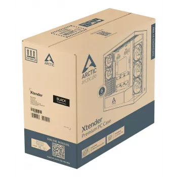 ARCTIC Xtender VG (Must) Premium E-ATX korpus vertikaalse GPU paigaldusega