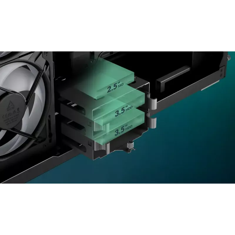 ARCTIC Xtender VG (Must) Premium E-ATX korpus vertikaalse GPU paigaldusega