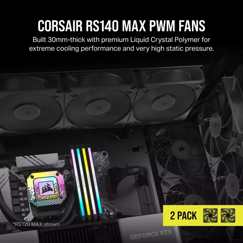 Corsair RS140 MAX korpuse ventilaator 14 cm Must 2 tk
