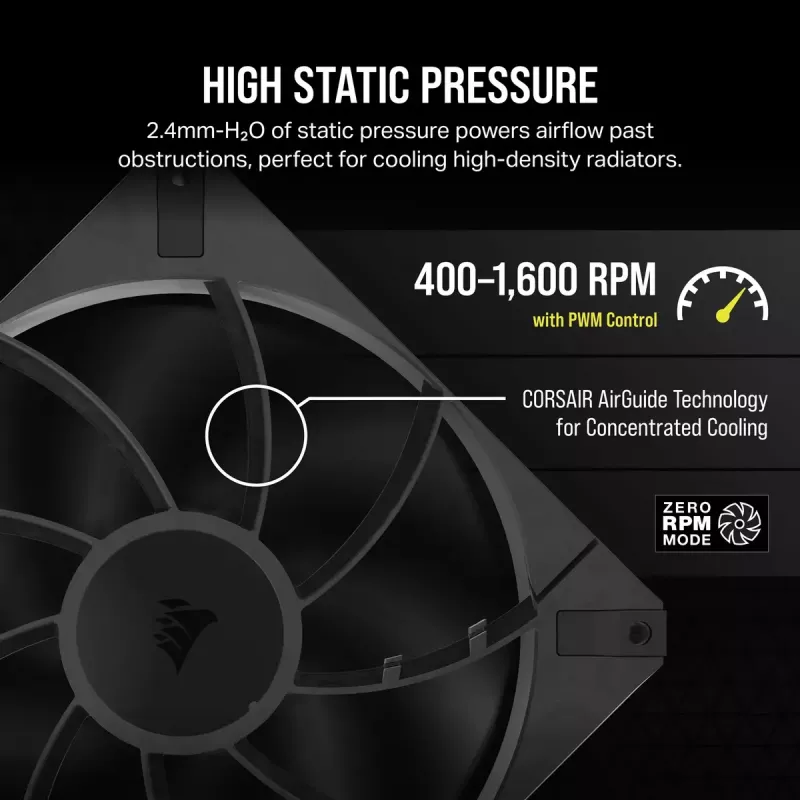 Corsair RS140 MAX korpuse ventilaator 14 cm Must 2 tk