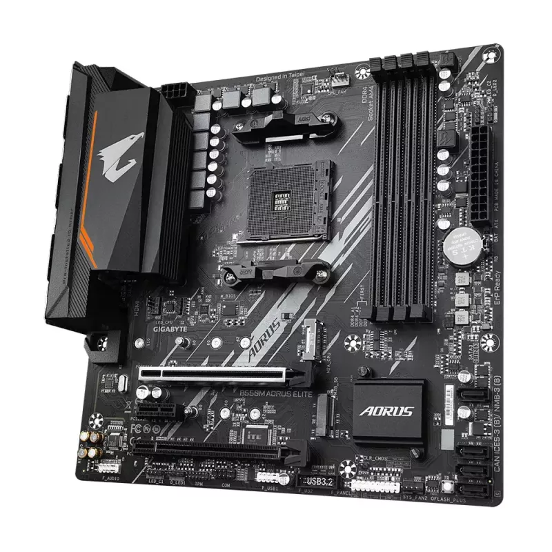 Emaplaat GIGABYTE B550M AORUS ELITE micro ATX, AMD B550, Socket AM4, 4x DIMM DDR4, 128GB, 2x M.2, 4x SATA III