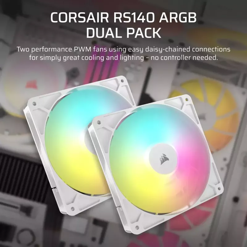 Ventilaator Corsair RS140 ARGB 14 cm valge 330-1700 p/min