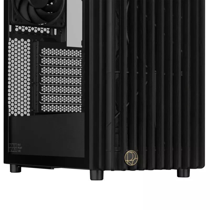 Arvutikorpus ASUS ProArt PA401 Wood TG PWM Tower Must — ATX, karastatud klaas, 2x160 mm esiventilaatorid, USB-C, toetab GPU-d 31,5 cm