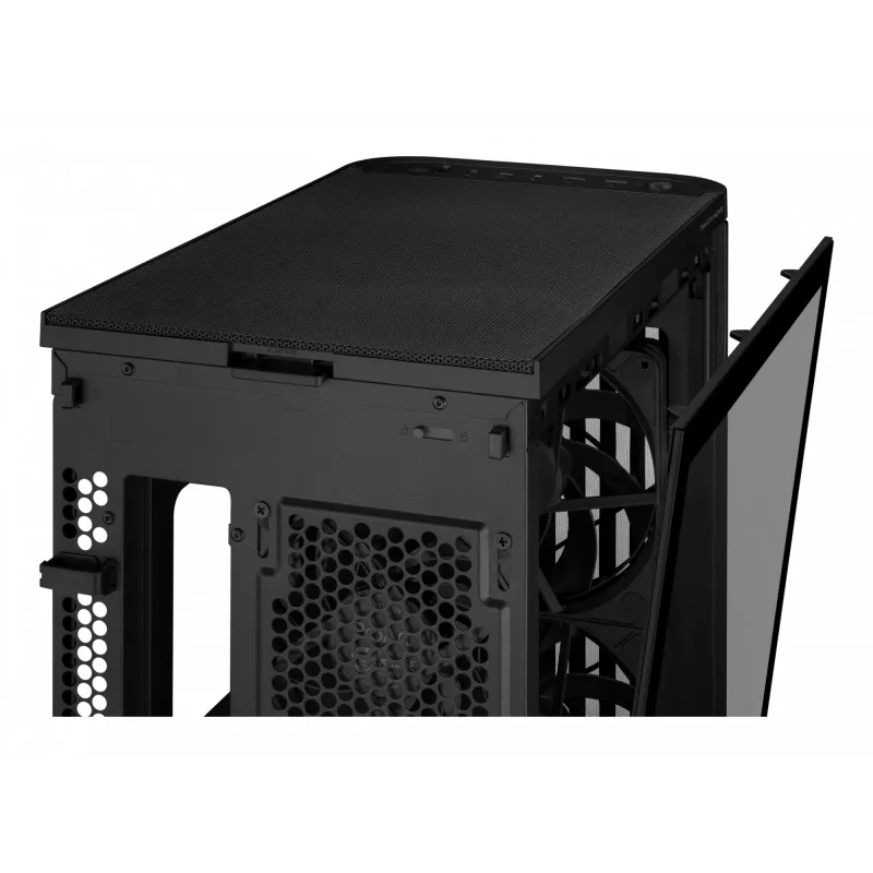 Arvutikorpus ASUS ProArt PA401 Wood TG PWM Tower Must — ATX, karastatud klaas, 2x160 mm esiventilaatorid, USB-C, toetab GPU-d 31,5 cm