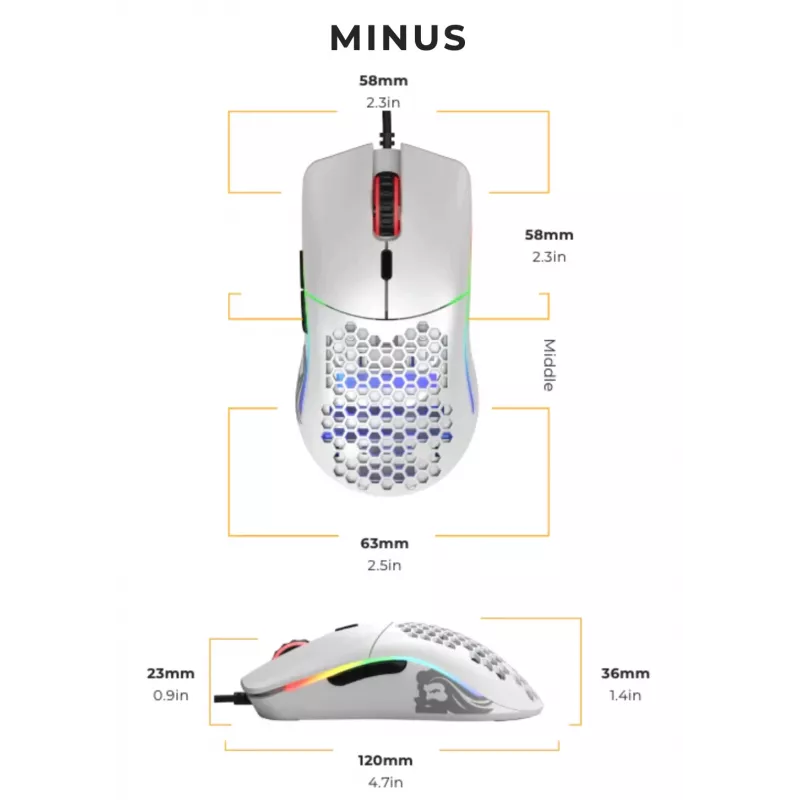 Glorious Gaming Glorious Model O- Hiir Regular (Valge), Paremakäeline, Optiline, USB Type-A, 3200 DPI, Valge