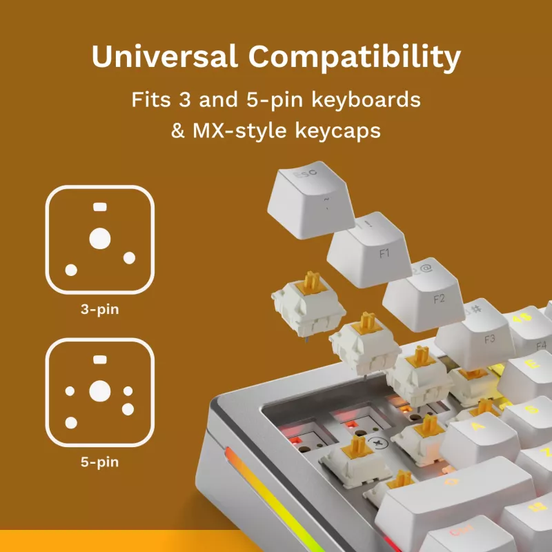 Mechanical klaviatuur Switches GLORIOUS Glorious Panda Tactile – 36 tk, polükarbonaat, poolläbipaistev kollane