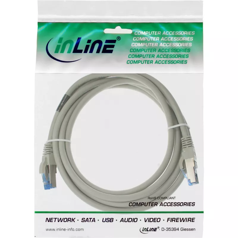 InLine patch-kaabel S/FTP PiMF Cat.6A halogeenivaba 500MHz hall 1,5m