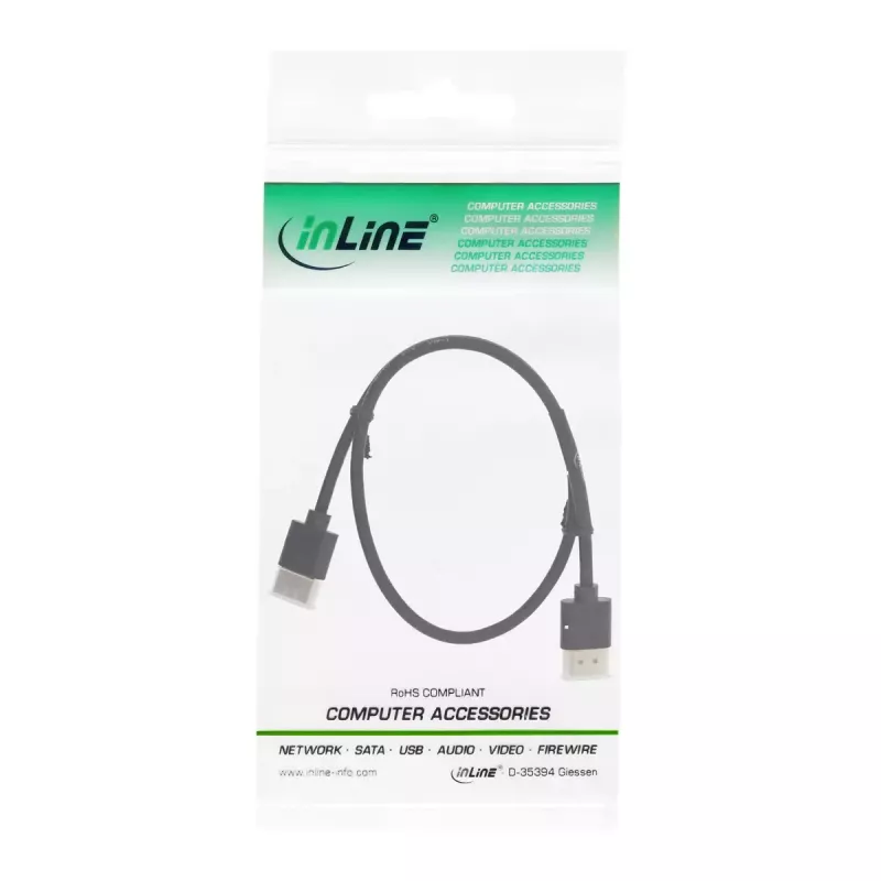 InLine High Speed HDMI kaabel Ethernetiga, AM/AM, üliõhuke, must/kuldne, 1,8 m