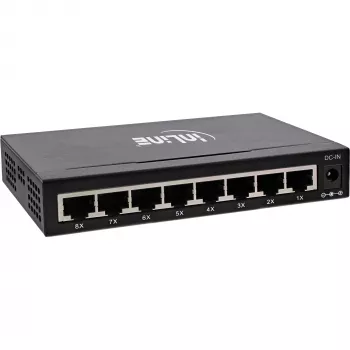 InLine võrgukommutaator 8-pordiline, 1 Gb/s, lauaarvuti, metallist, ventilaatorita, varjestatud pordid