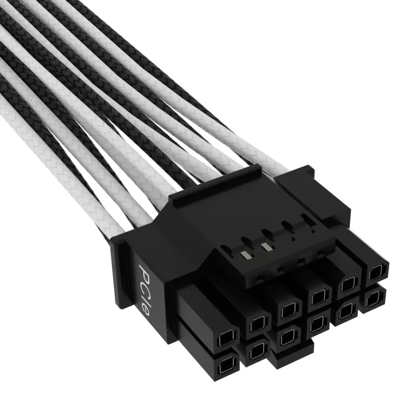 CORSAIR Premium individuaalselt ümbrisega 12+4pin PCI-e Gen 5 12VHPWR 600W kaabel Type 4 must/valge