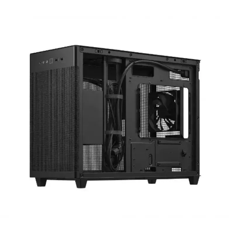 PC korpus ASUS Prime AP201 MicroATX Mini Torn Must — toetab microATX, max GPU 338 mm, CPU jahuti kõrgus 170 mm, 3x 3,5-tollist pesa, USB-A 2x, USB-C 1x