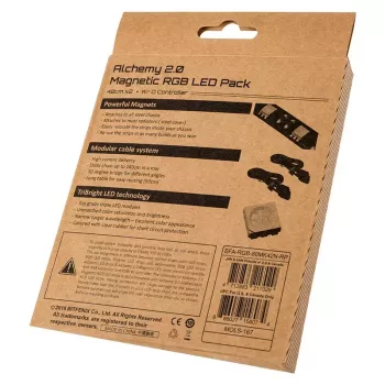 Arvuti korpuse valgustuskomplekt BITFENIX Alchemy 2.0, universaalne korpus, 12 V, 5,04 W, 2 tk, 10 mm x 0,5 m, must/valge