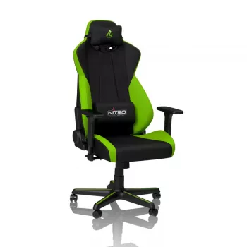 Mängutool Nitro Concepts S300 — riidest iste, reguleeritav kõrgus 128–140 cm, seljatoe laius 56 cm, must/roheline
