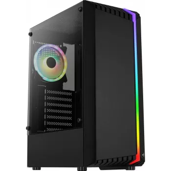 Arvutikorpus AEROCOOL Bionic Midi Tower — ATX, karastatud klaas, 3.5“x2 / 2.5”x4 pesa, kuni 297 mm GPU, 158 mm CPU jahuti, sinine LED