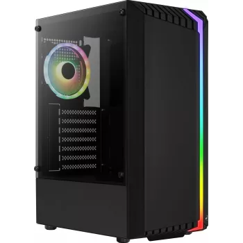 Arvutikorpus AEROCOOL Bionic Midi Tower — ATX, karastatud klaas, 3.5“x2 / 2.5”x4 pesa, kuni 297 mm GPU, 158 mm CPU jahuti, sinine LED