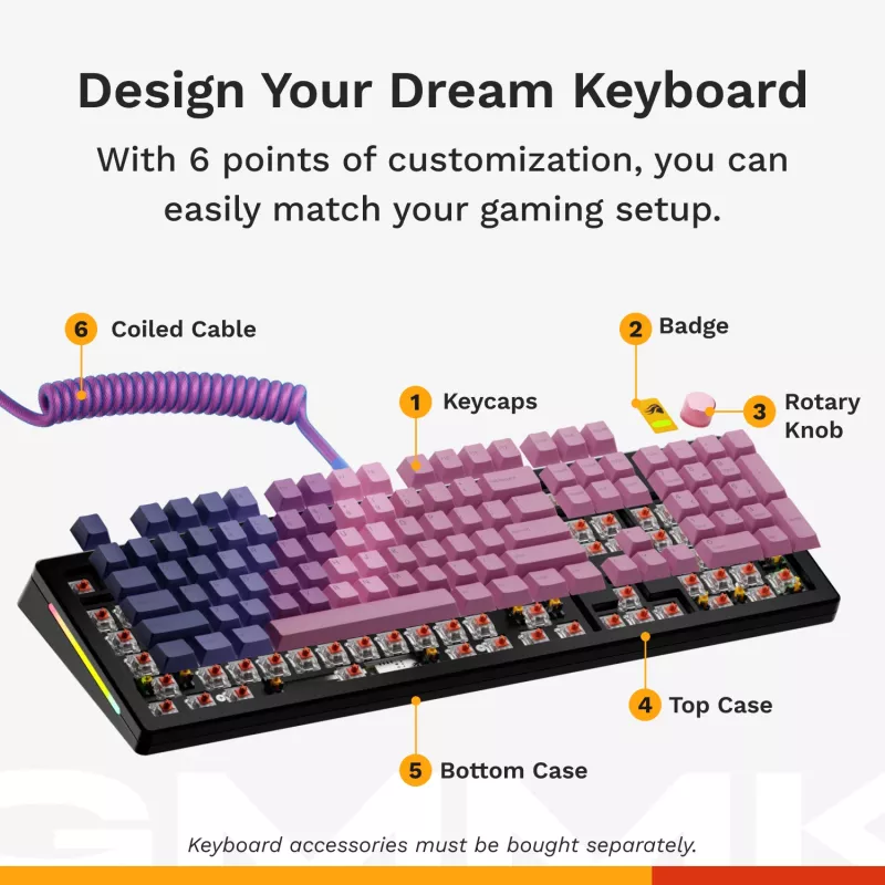 Mehaaniline täissuuruses (100%) juhtmega klaviatuur GLORIOUS GMMK 3 — USB, QWERTY, RGB, must (USA paigutus)