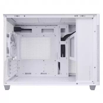 PC Case ASUS Prime AP201 MicroATX Mini Tower Valge — toetab microATX-i, kuni 338 mm GPU-d, 3×3,5-tollist + 1×2,5-tollist draivi, USB-A 3.2 Gen1×2, USB-C 3.2 Gen2×1