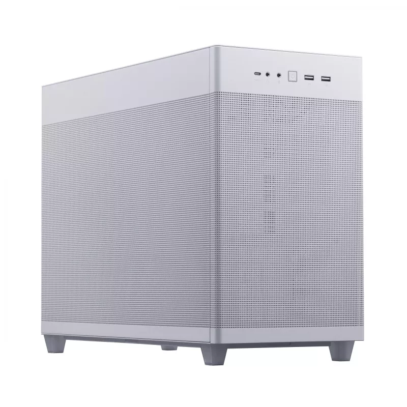 PC Case ASUS Prime AP201 MicroATX Mini Tower Valge — toetab microATX-i, kuni 338 mm GPU-d, 3×3,5-tollist + 1×2,5-tollist draivi, USB-A 3.2 Gen1×2, USB-C 3.2 Gen2×1