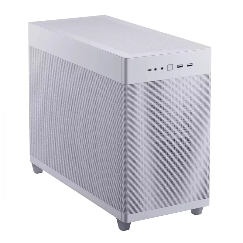 PC Case ASUS Prime AP201 MicroATX Mini Tower Valge — toetab microATX-i, kuni 338 mm GPU-d, 3×3,5-tollist + 1×2,5-tollist draivi, USB-A 3.2 Gen1×2, USB-C 3.2 Gen2×1