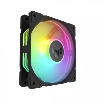 Korpuse ventilaator ASUS TUF Gaming TR120 ARGB, 120 mm, PWM, 1800–2200 RPM, 76,3 CFM, 2,75 mmH₂O, hüdrauliline laager, must