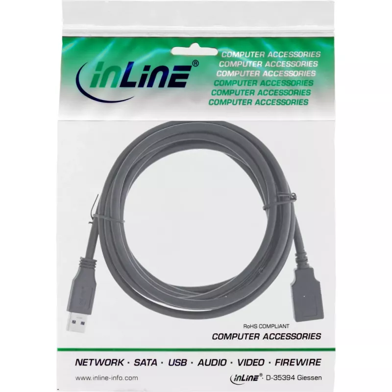 USB 3.2 Gen.1 kaabel Type A-pistik / Type B-pesa InLine 35630 3m must