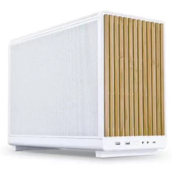 PC Case Lian Li A3-mATX Micro Tower Valge with Wood Accents — Micro-ATX/Mini-ITX, ATX/SFX/SFX‑L PSU support