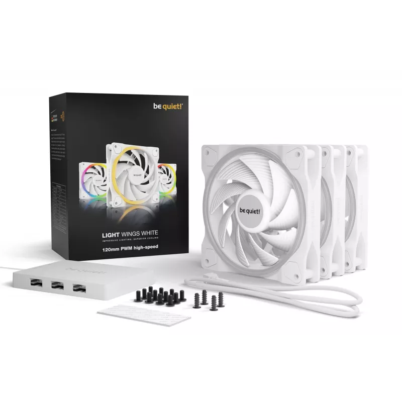 be quiet Light Wings Valge | 120mm PWM kiire Triple-Pack arvutikorpuse ventilaator 12 cm 3 tk